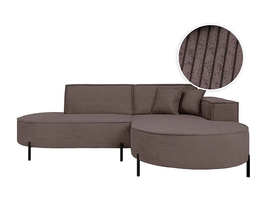 Canapé d'angle droit 4 places MARLON en velours côtelé - Marron glacé