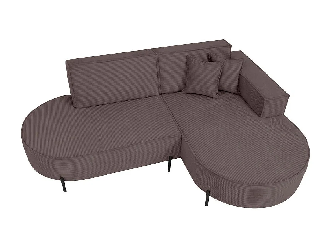 Canapé d'angle droit 4 places MARLON en velours côtelé - Marron glacé