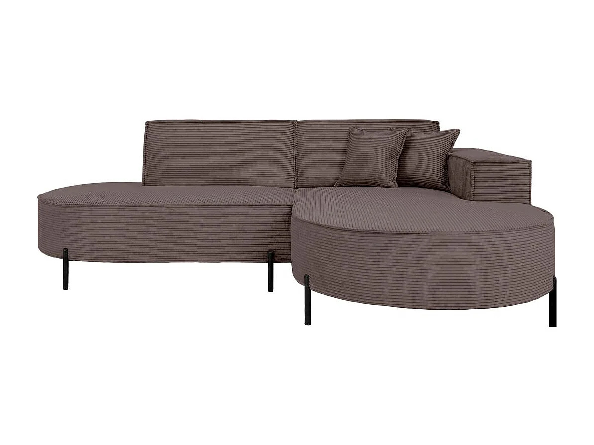 Canapé d'angle droit 4 places MARLON en velours côtelé - Marron glacé
