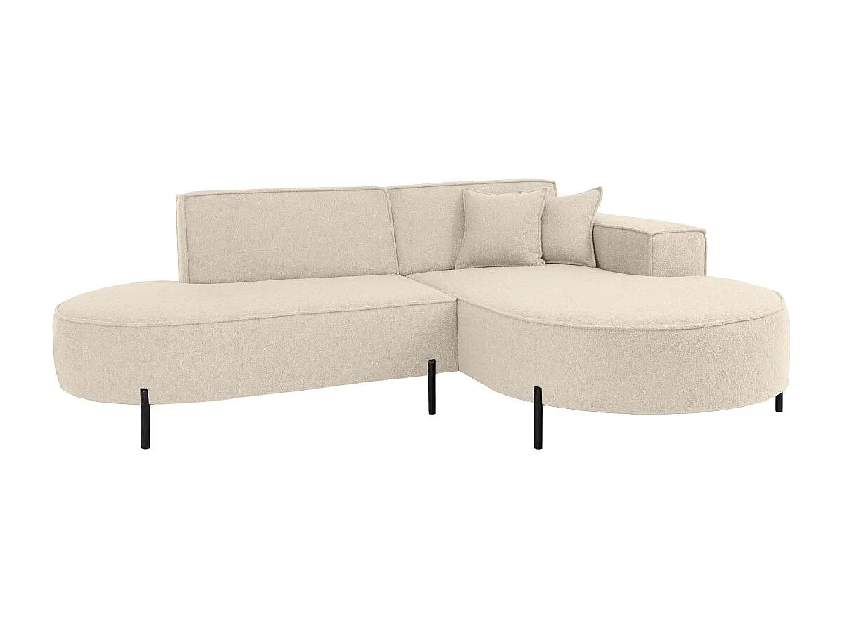 Canapé d'angle 4 places MARLON en tissu bouclette - Blanc