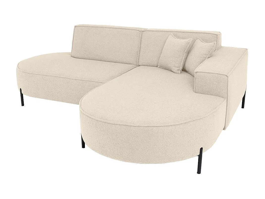 Canapé d'angle 4 places MARLON en tissu bouclette - Blanc