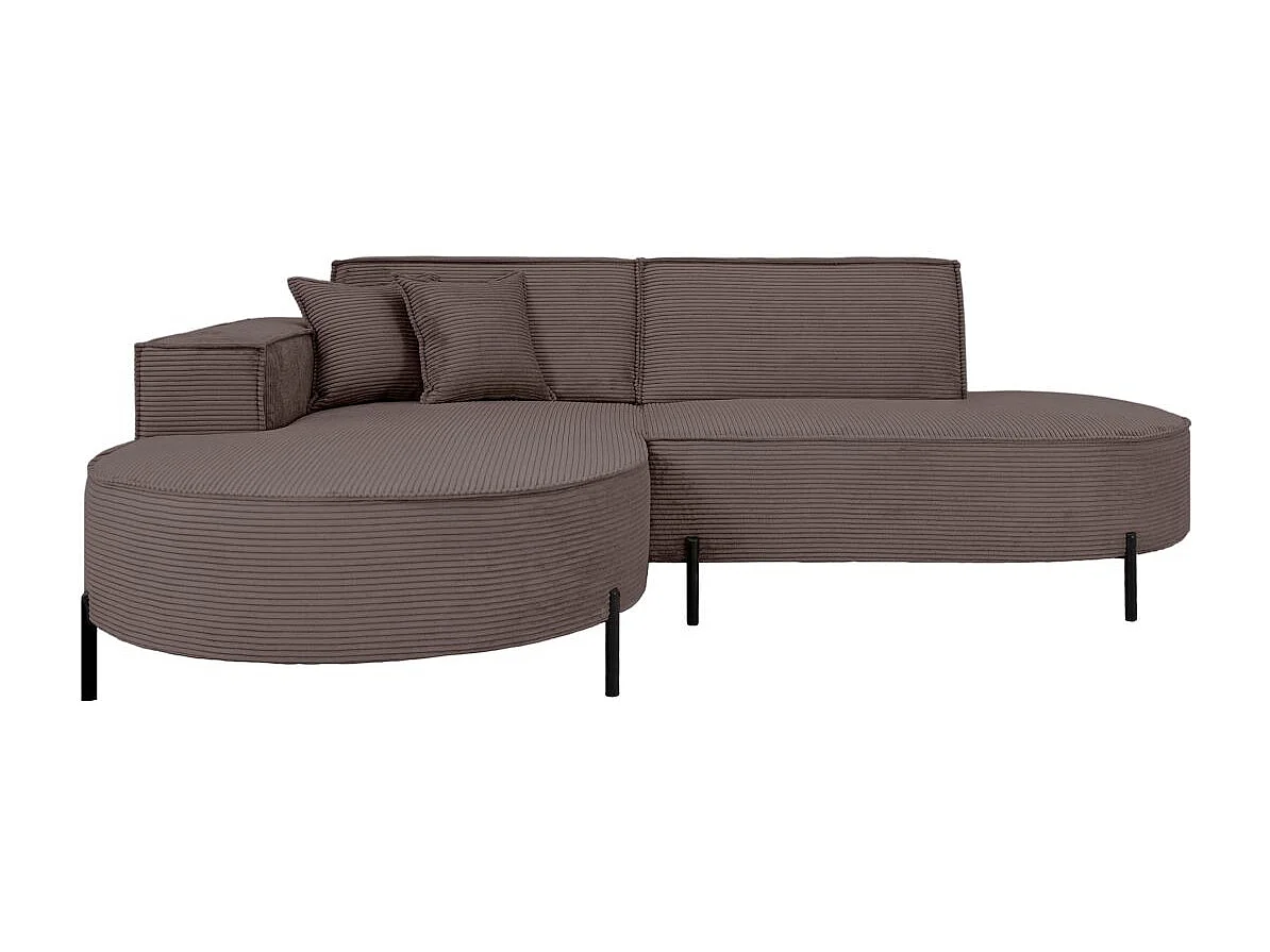 Canapé d'angle gauche 4 places MARLON en velours côtelé - Marron glacé