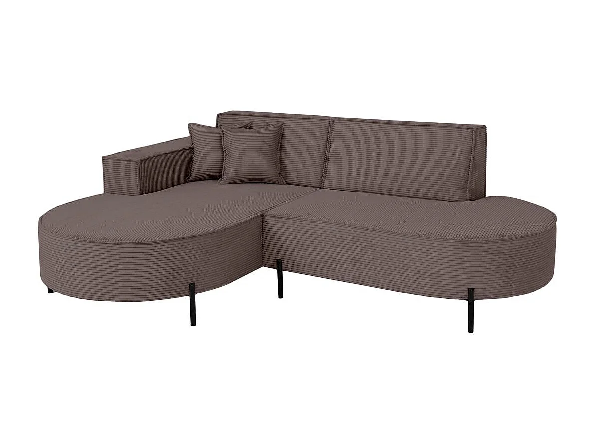 Canapé d'angle gauche 4 places MARLON en velours côtelé - Marron glacé