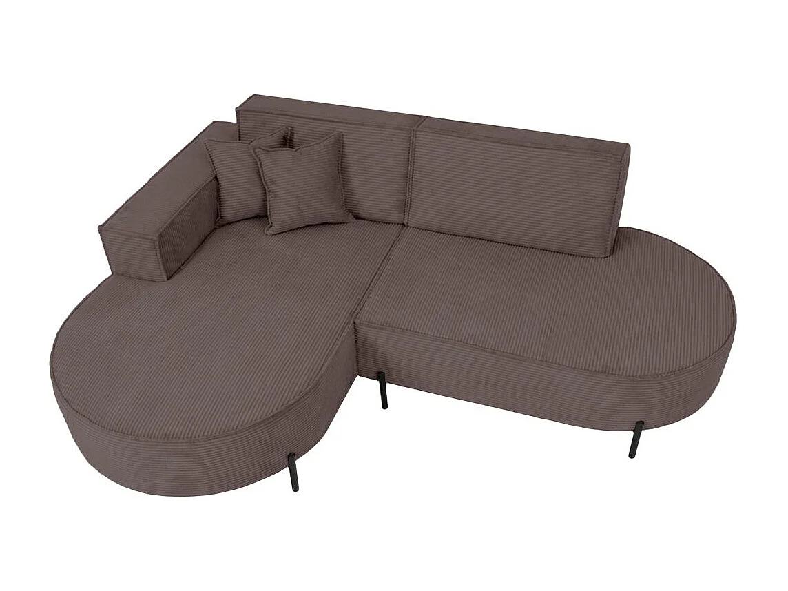 Canapé d'angle gauche 4 places MARLON en velours côtelé - Marron glacé