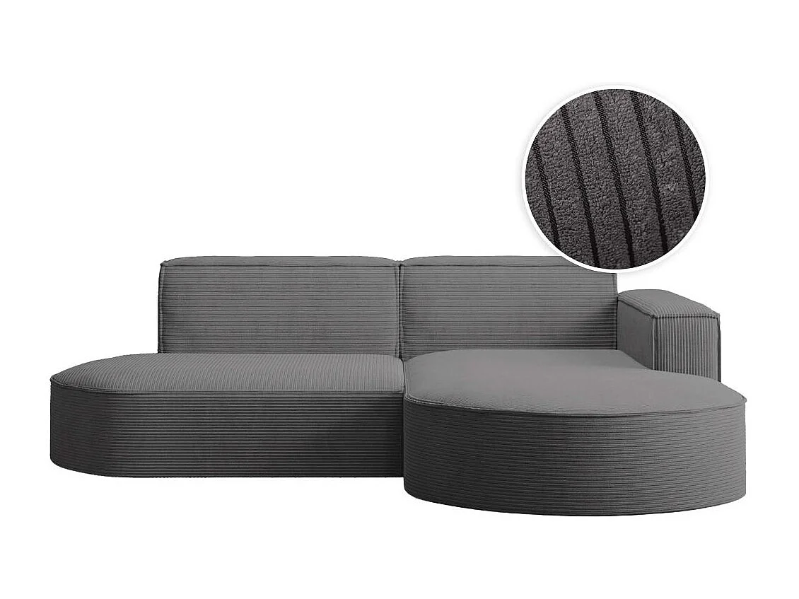 Canapé d'angle droit 4 places MARLA en velours côtelé - Gris