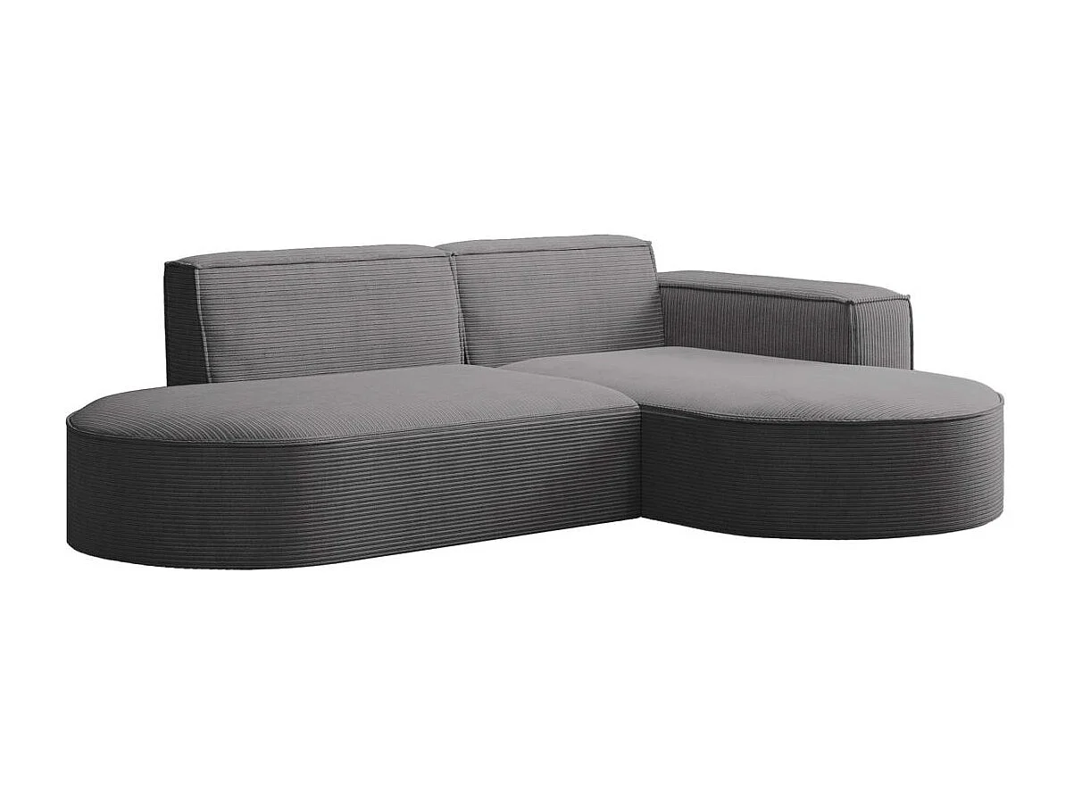 Canapé d'angle droit 4 places MARLA en velours côtelé - Gris