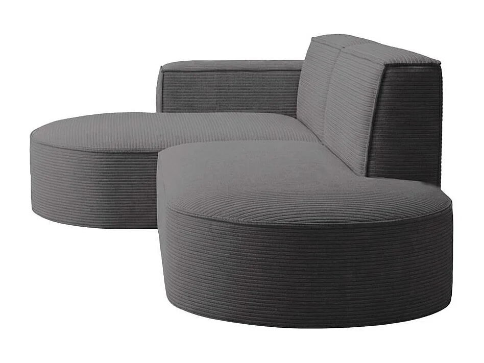 Canapé d'angle droit 4 places MARLA en velours côtelé - Gris