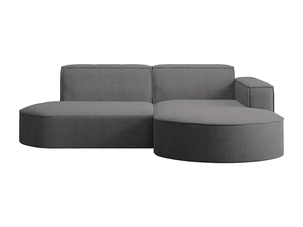 Canapé d'angle droit 4 places MARLA en velours côtelé - Gris