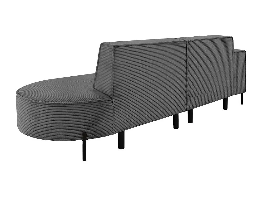 Canapé d'angle gauche 4 places MARLON en velours côtelé - Gris