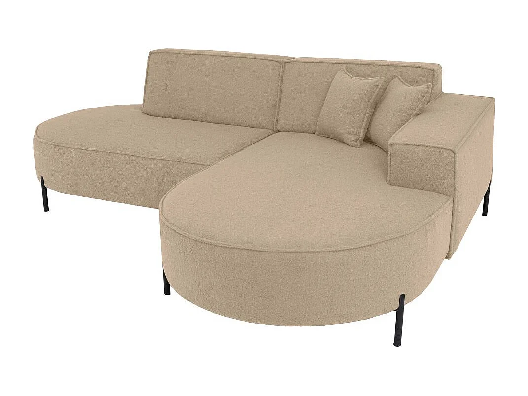 Canapé d'angle 4 places MARLON en tissu bouclette - Taupe