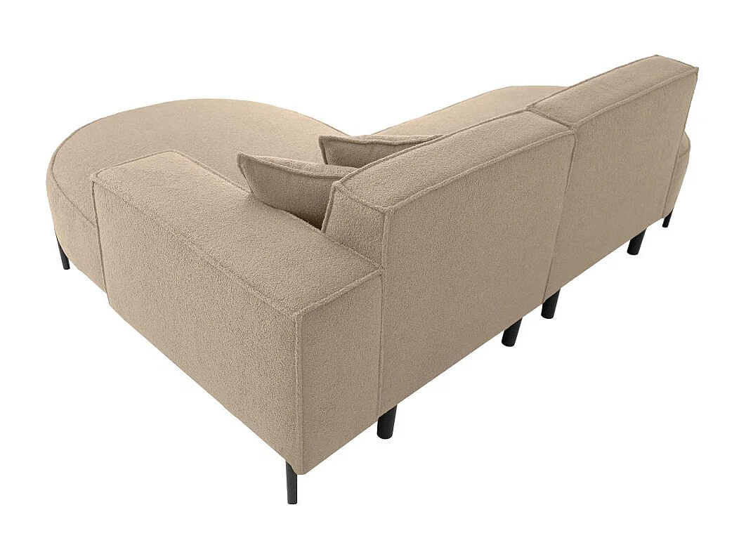 Canapé d'angle droit 4 places MARLON en tissu bouclette - Taupe