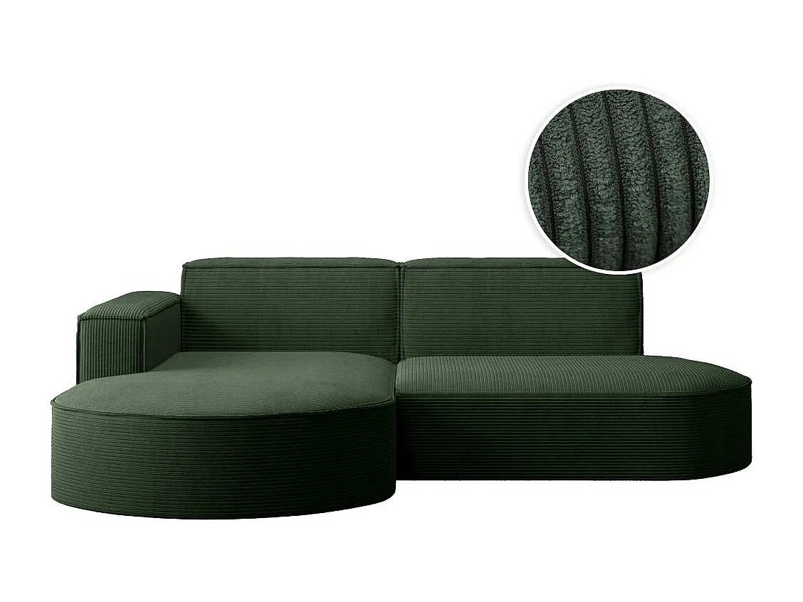 Canapé d'angle gauche 4 places MARLA en velours côtelé - Vert foncé