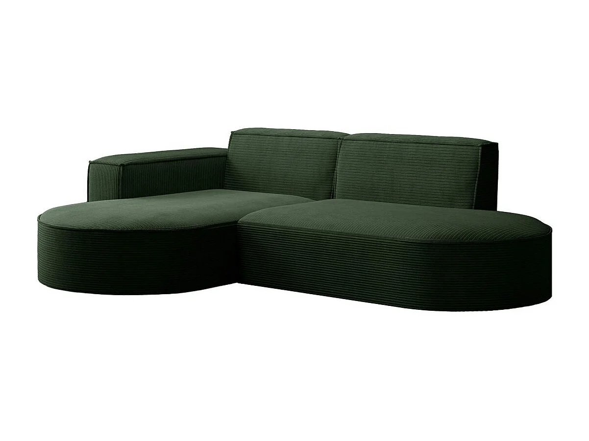 Canapé d'angle gauche 4 places MARLA en velours côtelé - Vert foncé