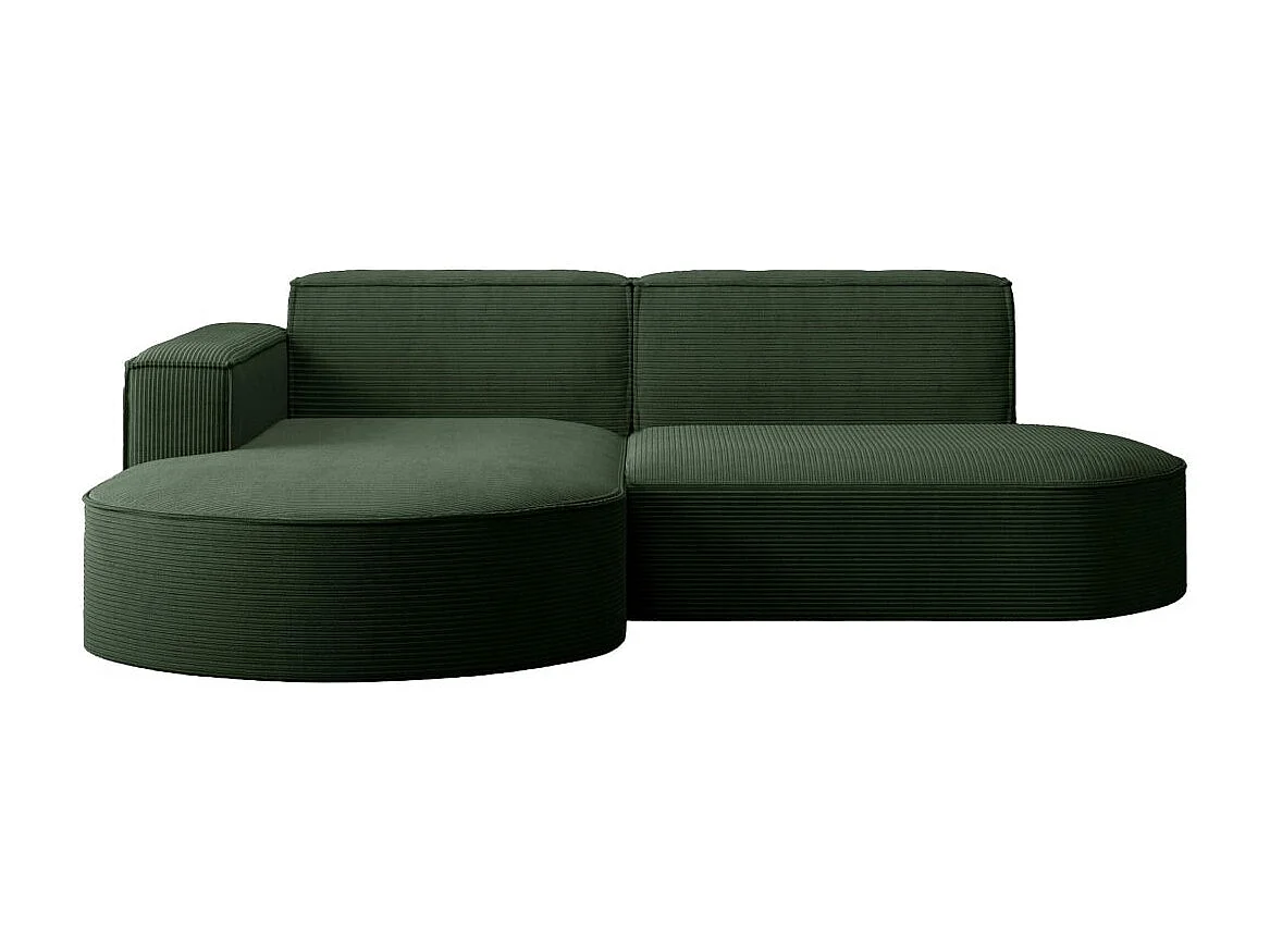 Canapé d'angle gauche 4 places MARLA en velours côtelé - Vert foncé