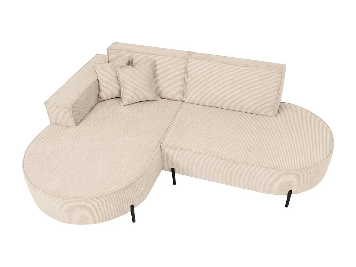Canapé d'angle gauche 4 places MARLON en velours côtelé - Beige