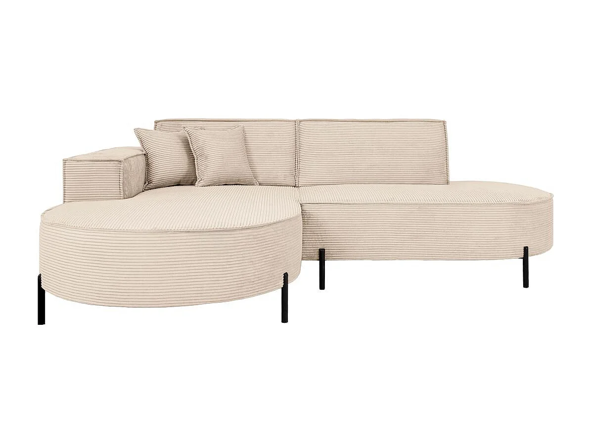 Canapé d'angle gauche 4 places MARLON en velours côtelé - Beige