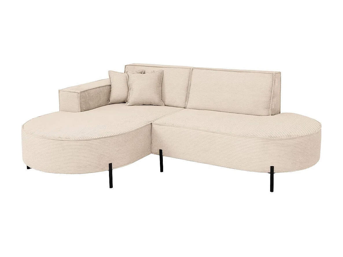 Canapé d'angle gauche 4 places MARLON en velours côtelé - Beige