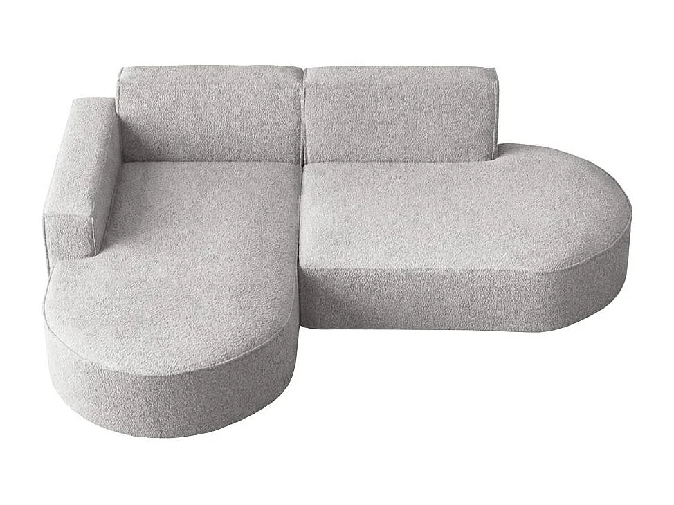 Canapé d'angle gauche 4 places MARLA en tissu bouclette - Gris clair