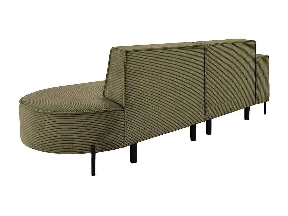 Canapé d'angle gauche 4 places MARLON en velours côtelé - Vert kaki