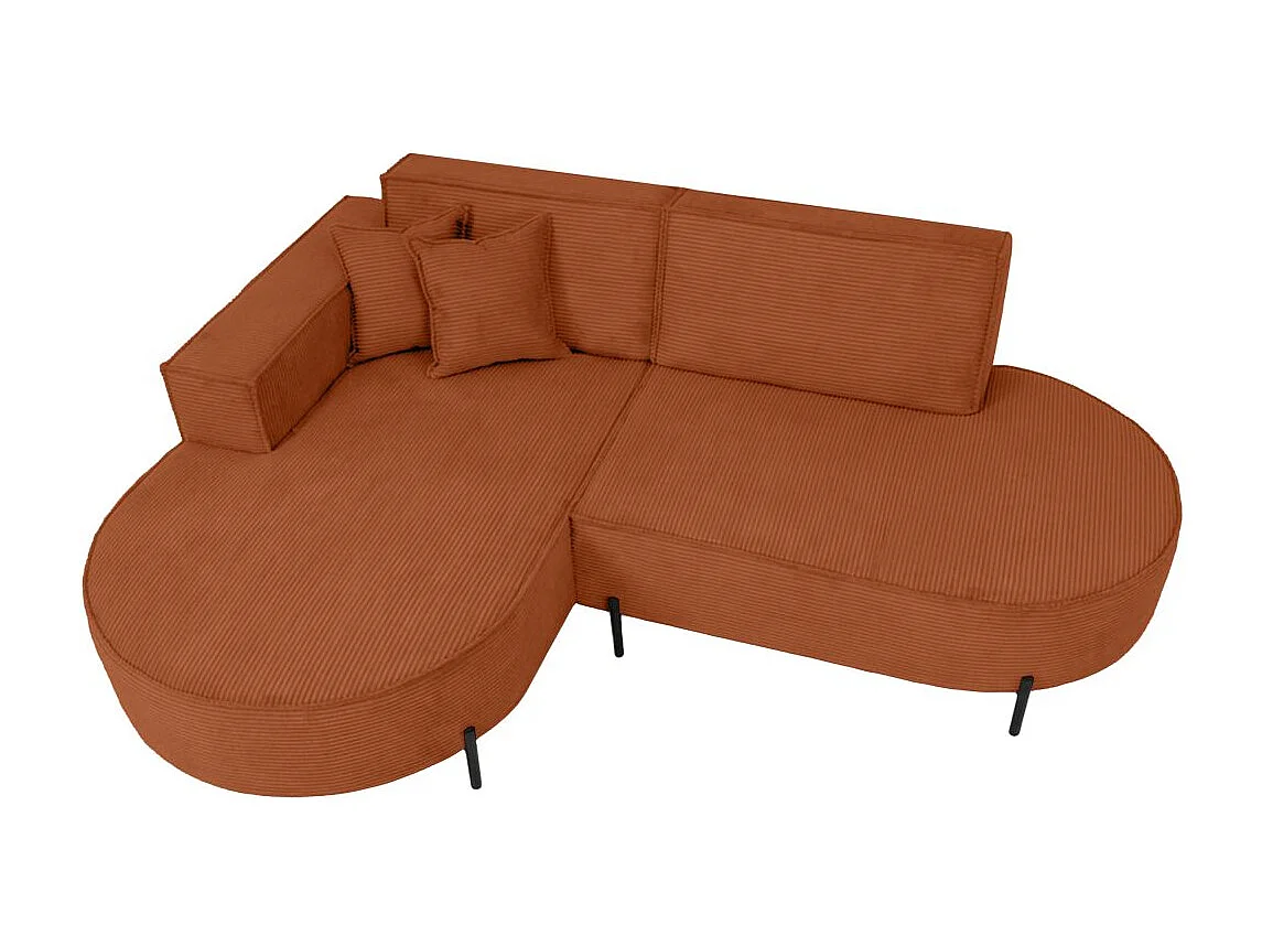 Canapé d'angle gauche 4 places MARLON en velours côtelé - Terracotta