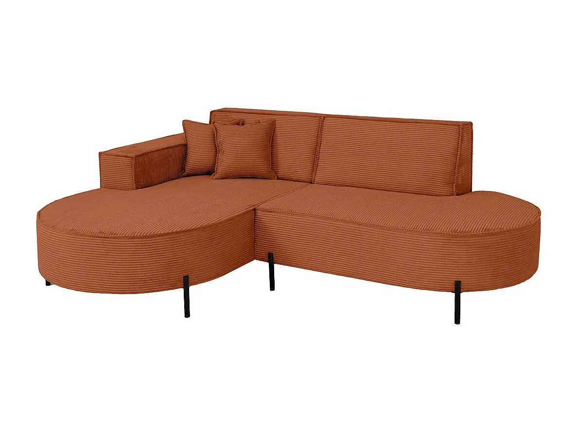 Canapé d'angle gauche 4 places MARLON en velours côtelé - Terracotta