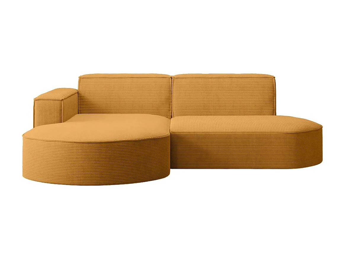 Canapé d'angle gauche 4 places MARLA en velours côtelé - Jaune