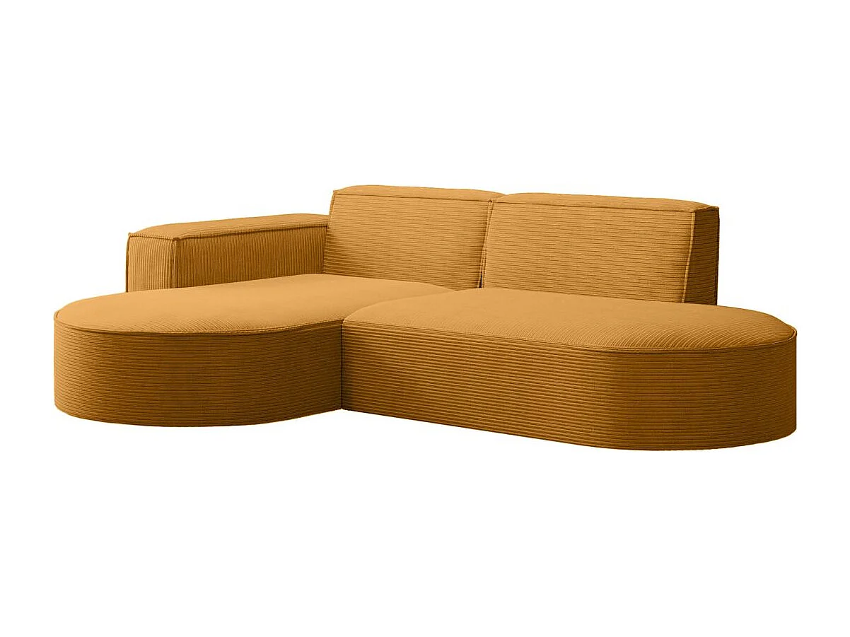 Canapé d'angle gauche 4 places MARLA en velours côtelé - Jaune