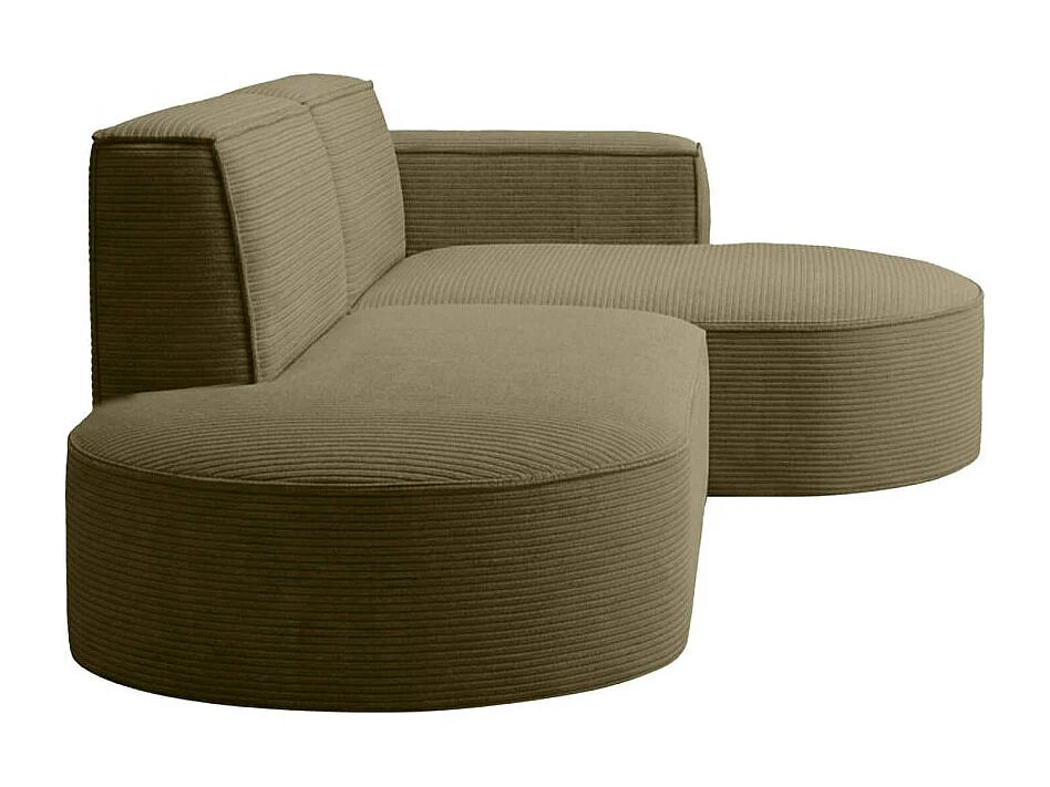 Canapé d'angle gauche 4 places MARLA en velours côtelé - Vert kaki