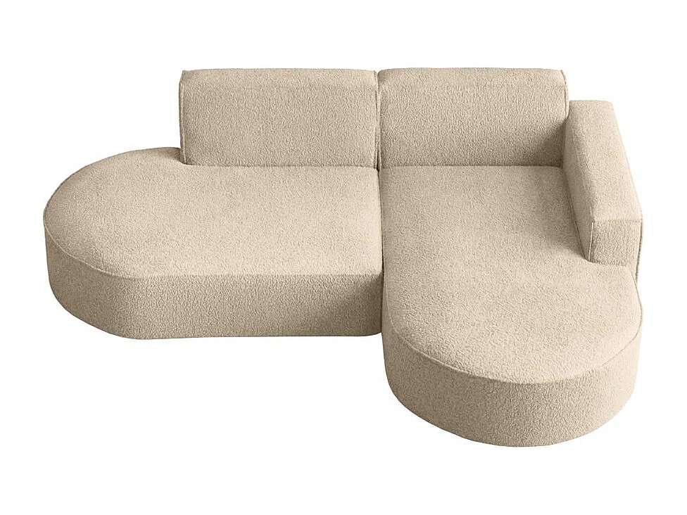 Canapé d'angle droit 4 places MARLA en tissu bouclette - Beige