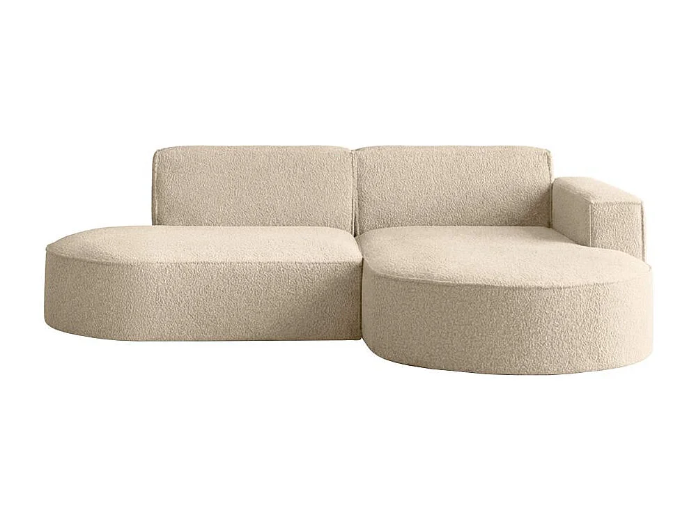 Canapé d'angle droit 4 places MARLA en tissu bouclette - Beige