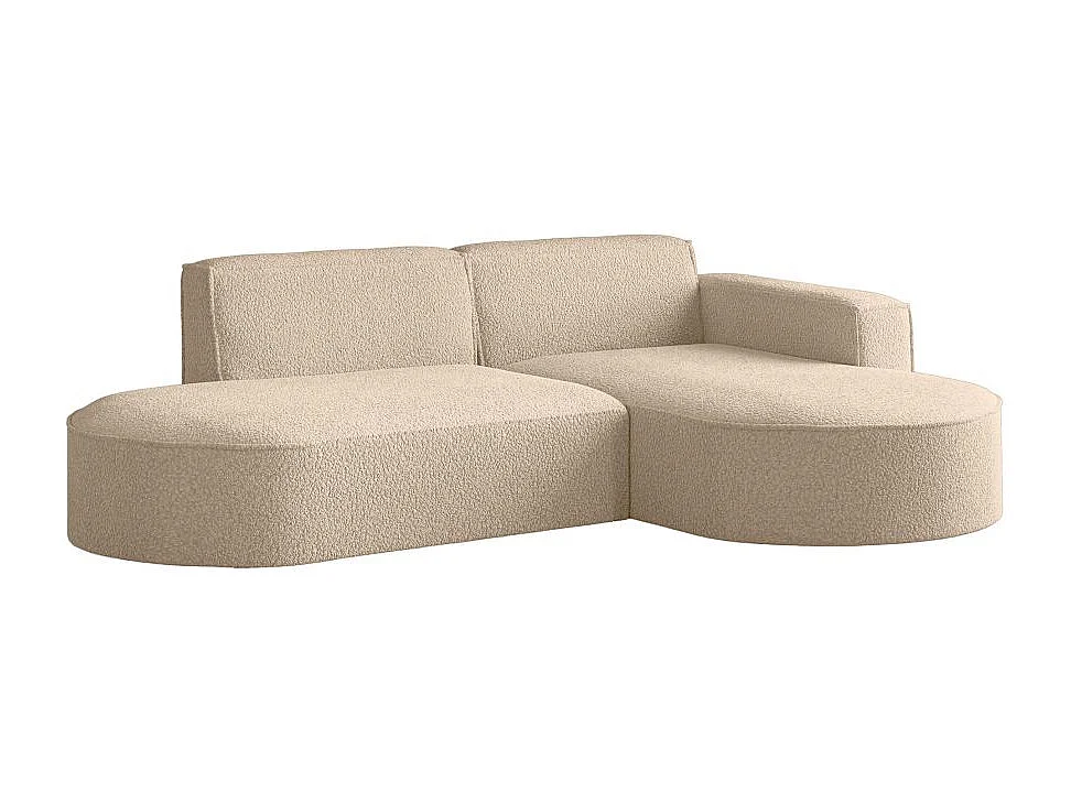 Canapé d'angle droit 4 places MARLA en tissu bouclette - Beige