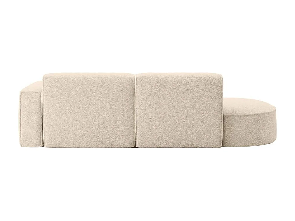 Canapé d'angle droit 4 places MARLA en tissu bouclette - Blanc