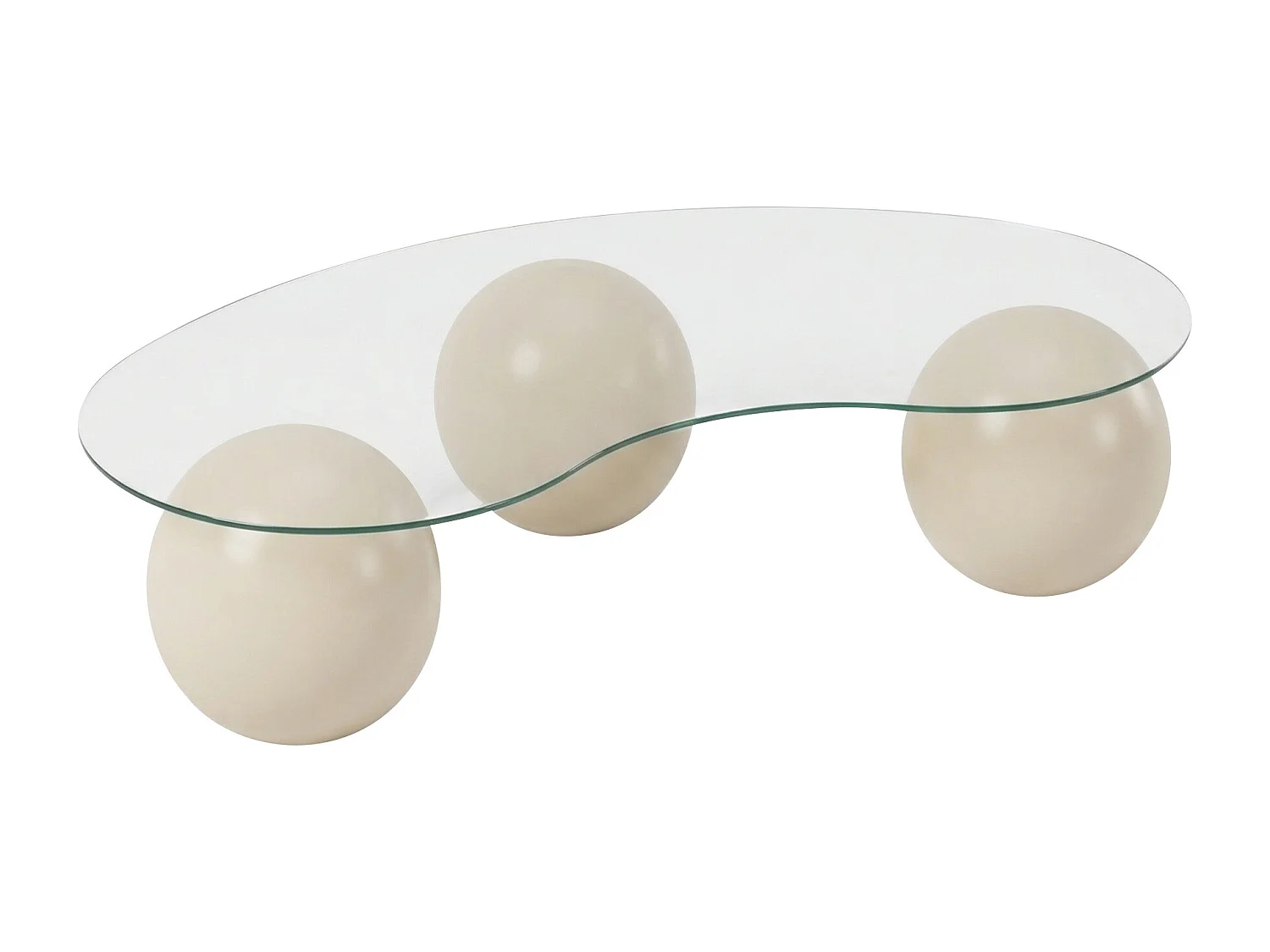 Table basse en verre trempé - Transparent et beige - DENISA