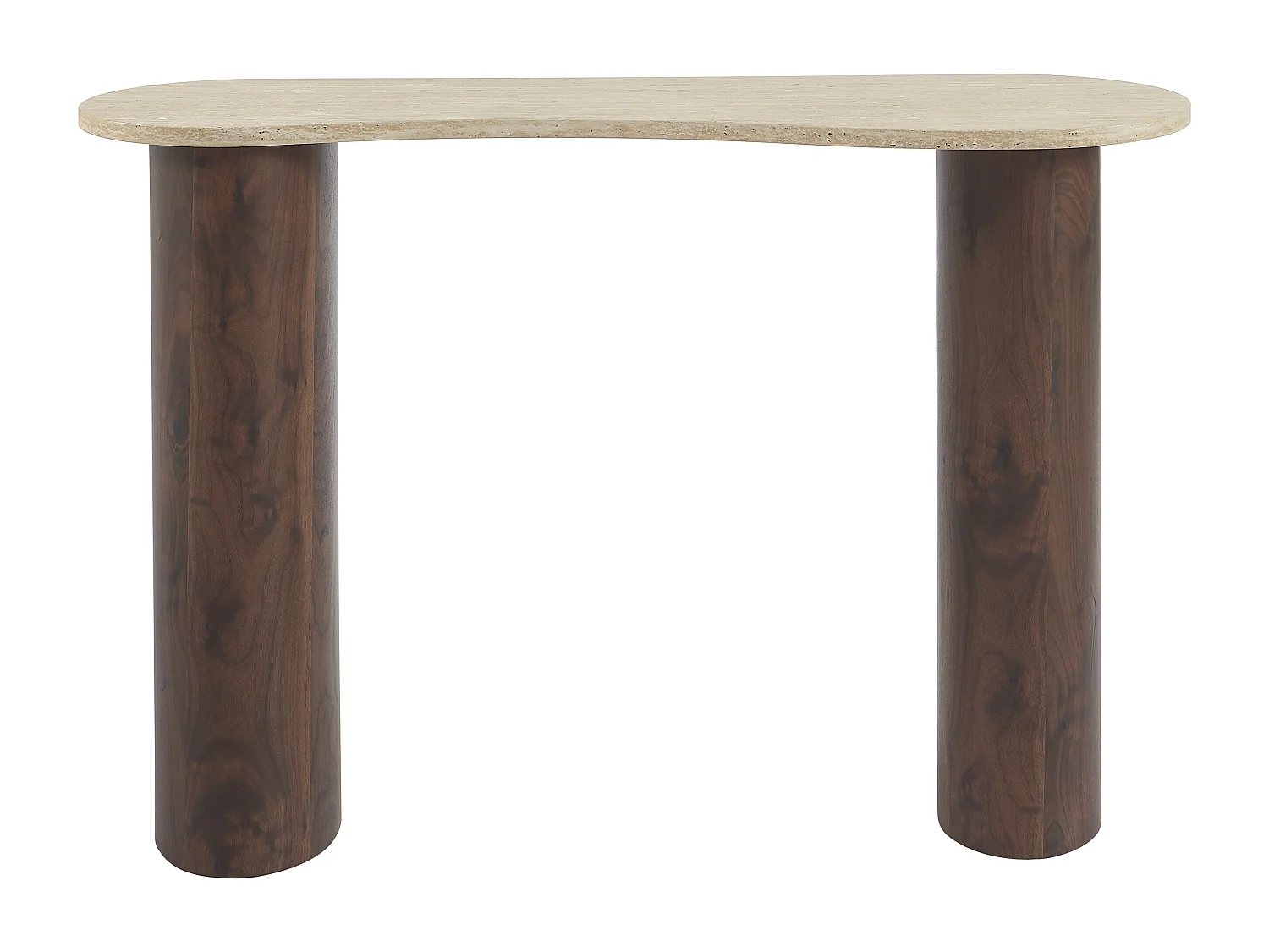 Console en MDF - Effet travertin et naturel foncé - ALOZYA