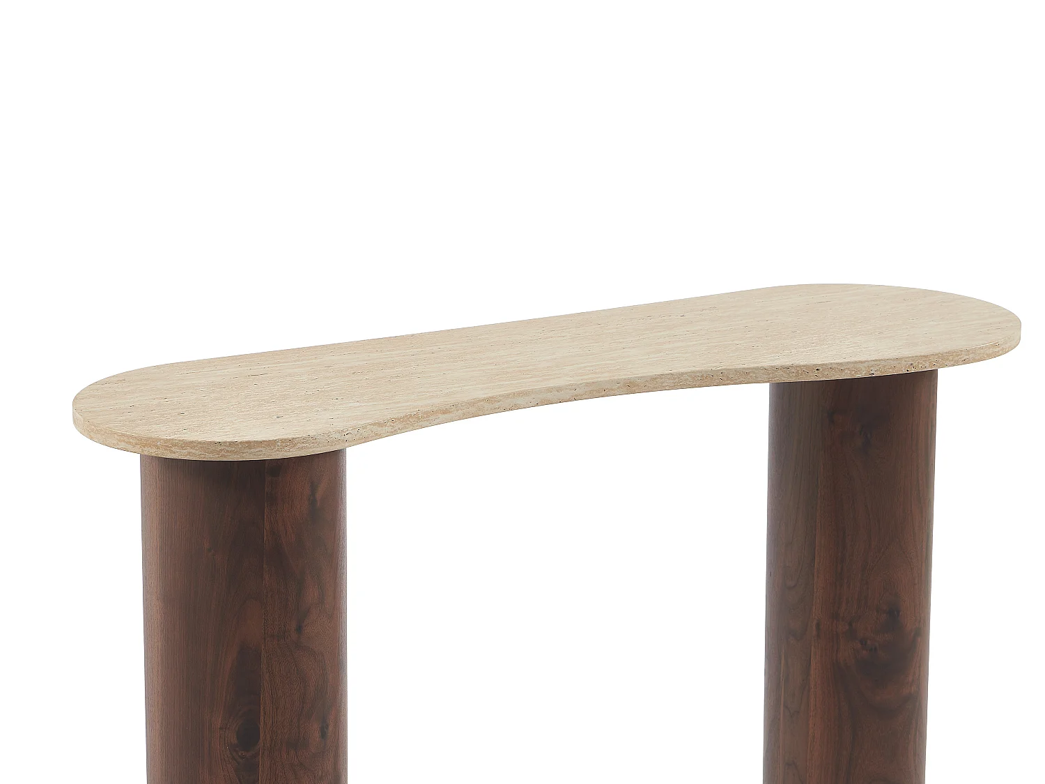 Console en MDF - Effet travertin et naturel foncé - ALOZYA