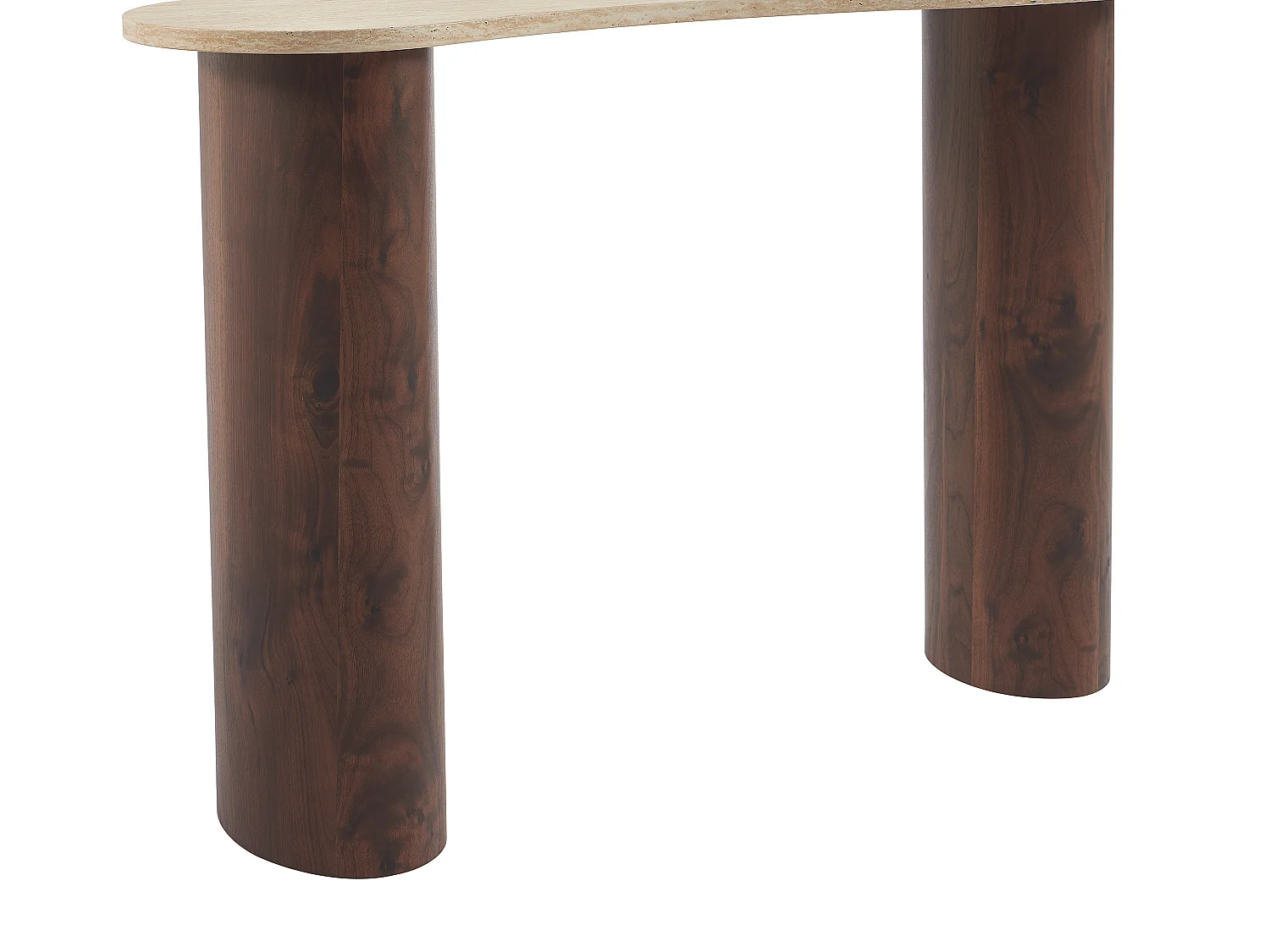 Console en MDF - Effet travertin et naturel foncé - ALOZYA