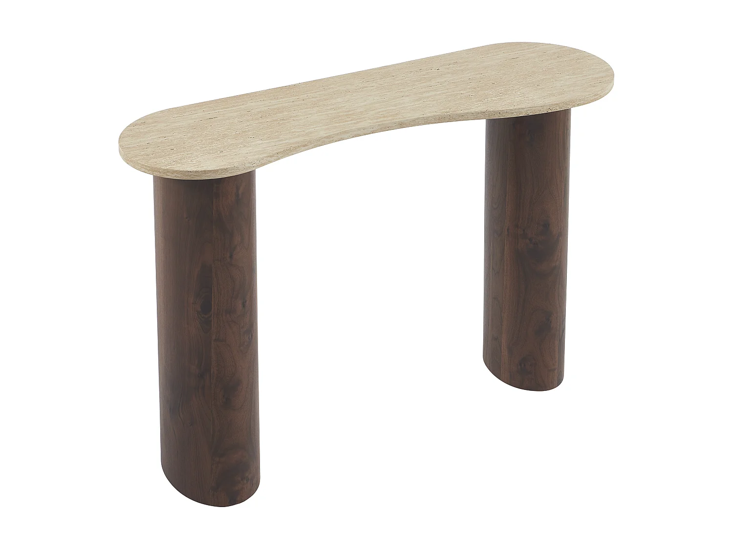 Console en MDF - Effet travertin et naturel foncé - ALOZYA