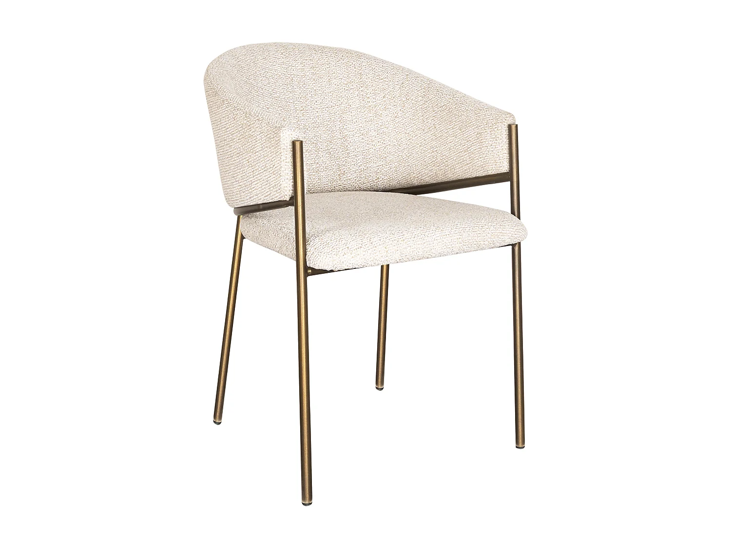 Lot de 2 chaises avec accoudoirs en tissu tweed et métal bronze - Crème - ORDIDA