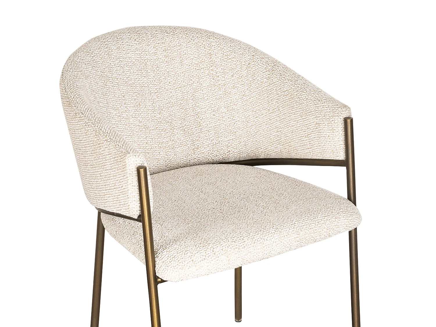 Lot de 2 chaises avec accoudoirs en tissu tweed et métal bronze - Crème - ORDIDA