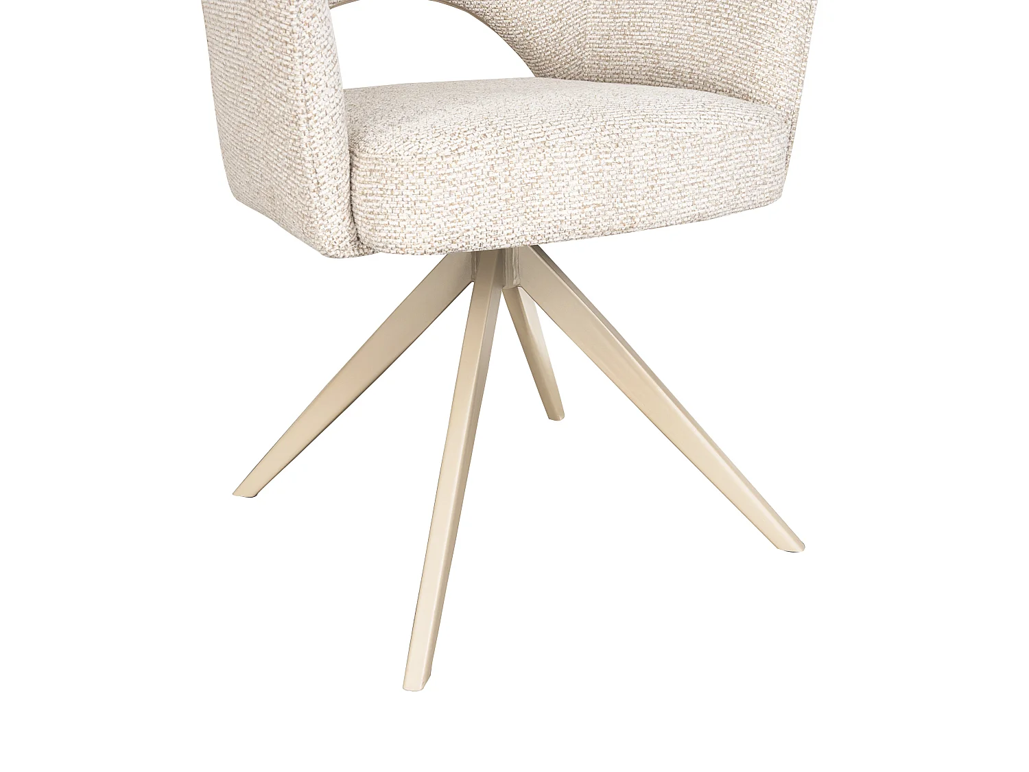 Chaise pivotante avec accoudoirs en tissu tweed et métal beige - Crème - KONYA