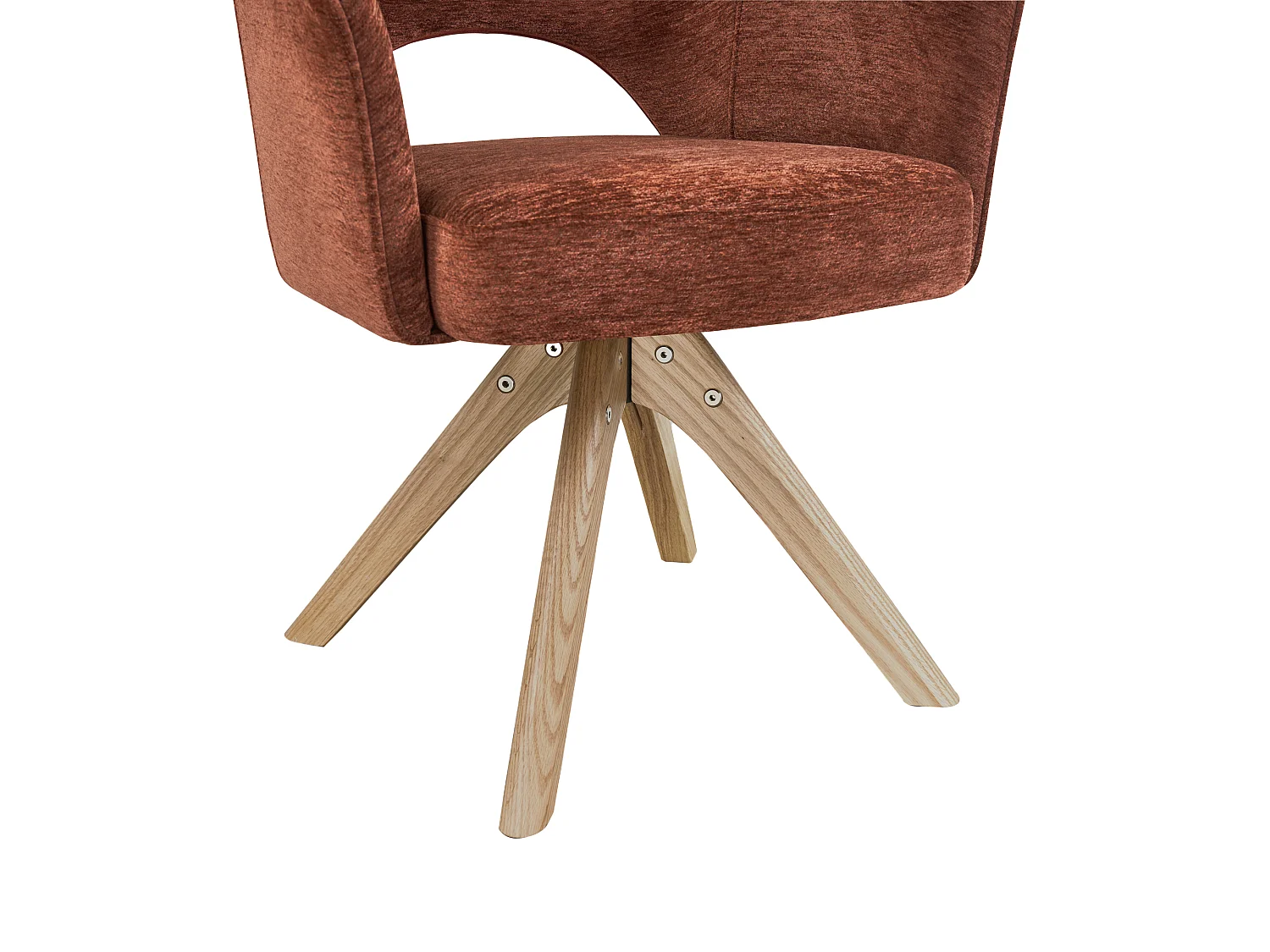 Chaise pivotante avec accoudoirs en tissu texturé et bois de chêne - Terracotta - KONYA