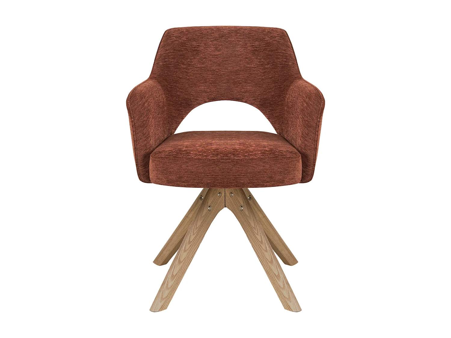 Chaise pivotante avec accoudoirs en tissu texturé et bois de chêne - Terracotta - KONYA