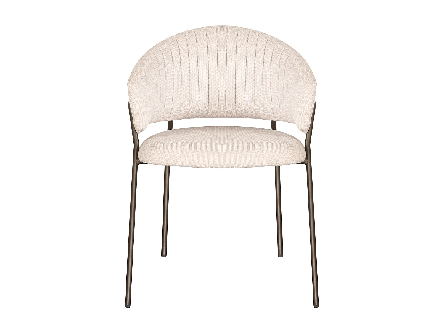 Lot de 2 chaises en tissu texturé et métal bronze - Beige - MADOLIA