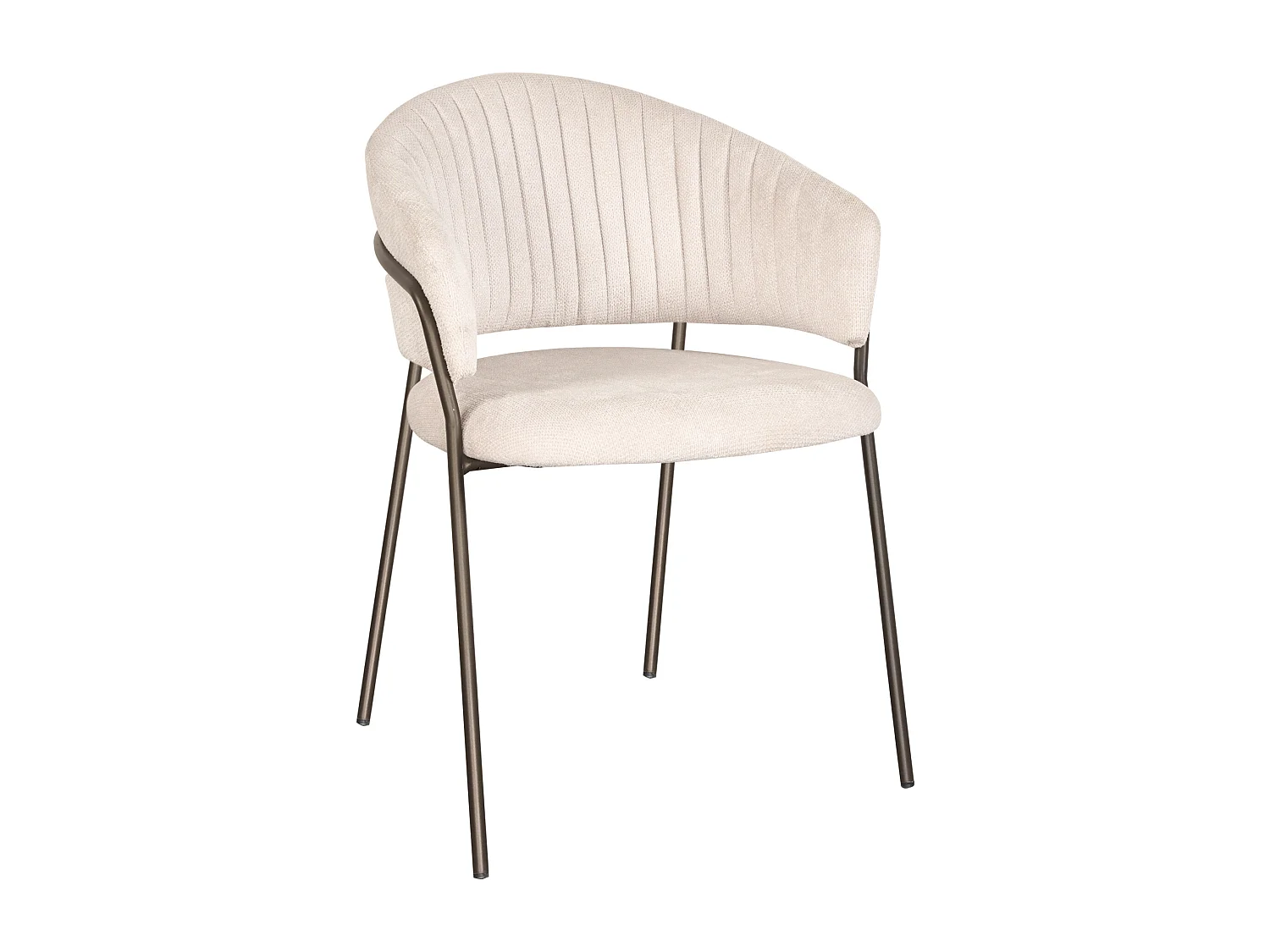 Lot de 2 chaises en tissu texturé et métal bronze - Beige - MADOLIA