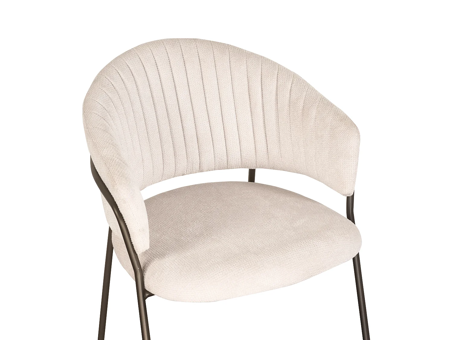 Lot de 2 chaises en tissu texturé et métal bronze - Beige - MADOLIA