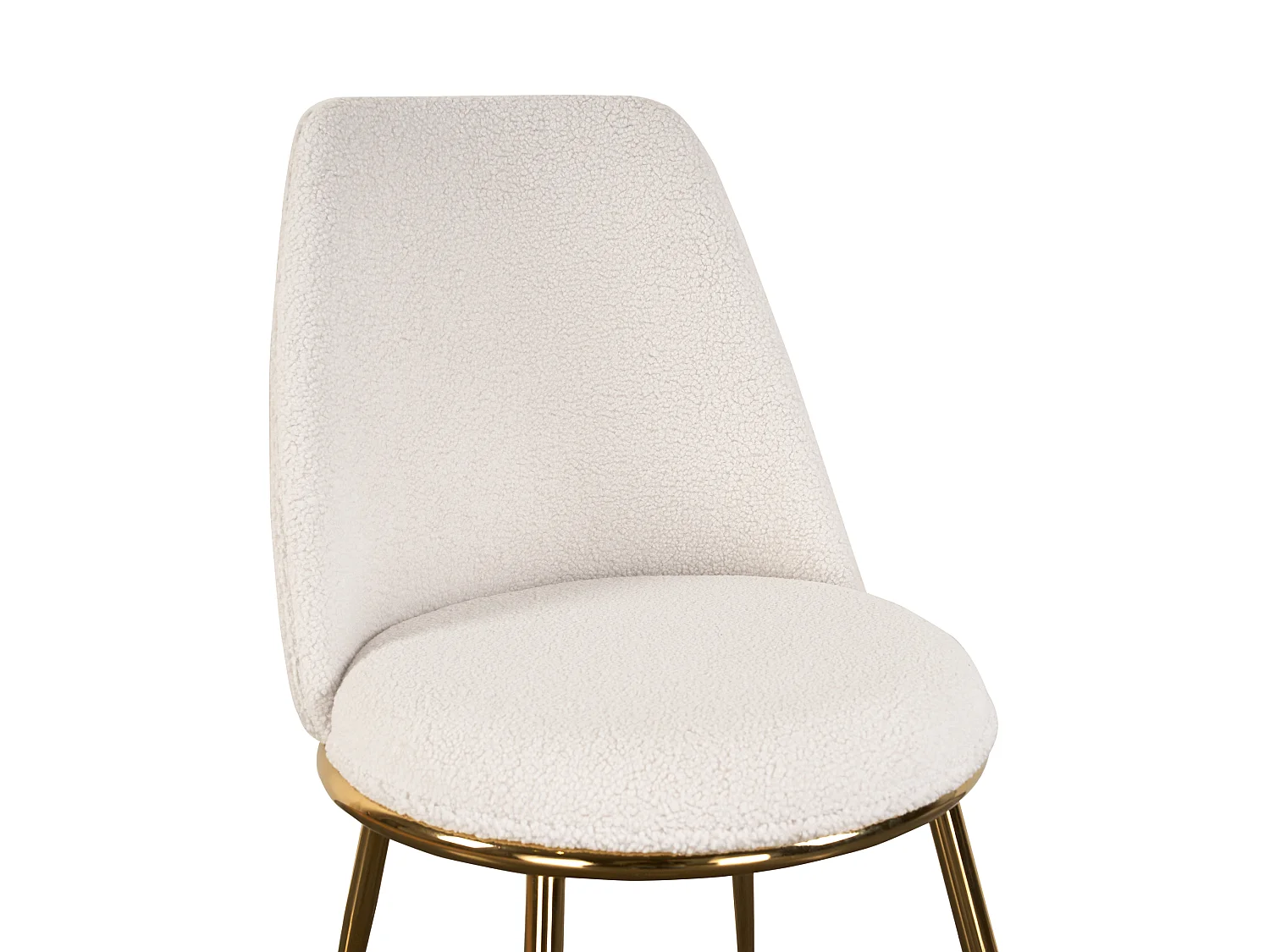 Lot de 2 chaises en tissu bouclette et métal doré - Blanc - NEBINA