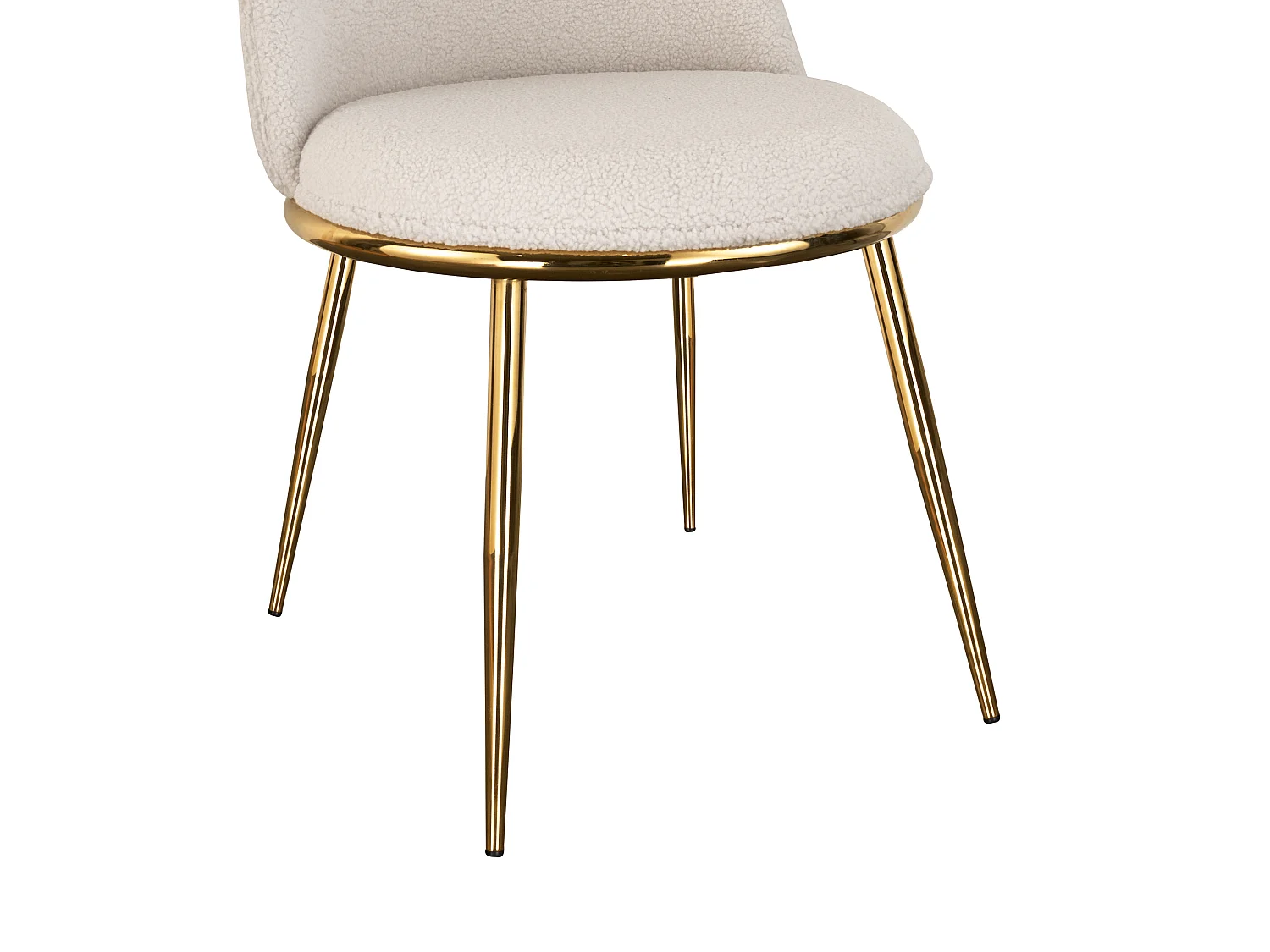 Lot de 2 chaises en tissu bouclette et métal doré - Blanc - NEBINA