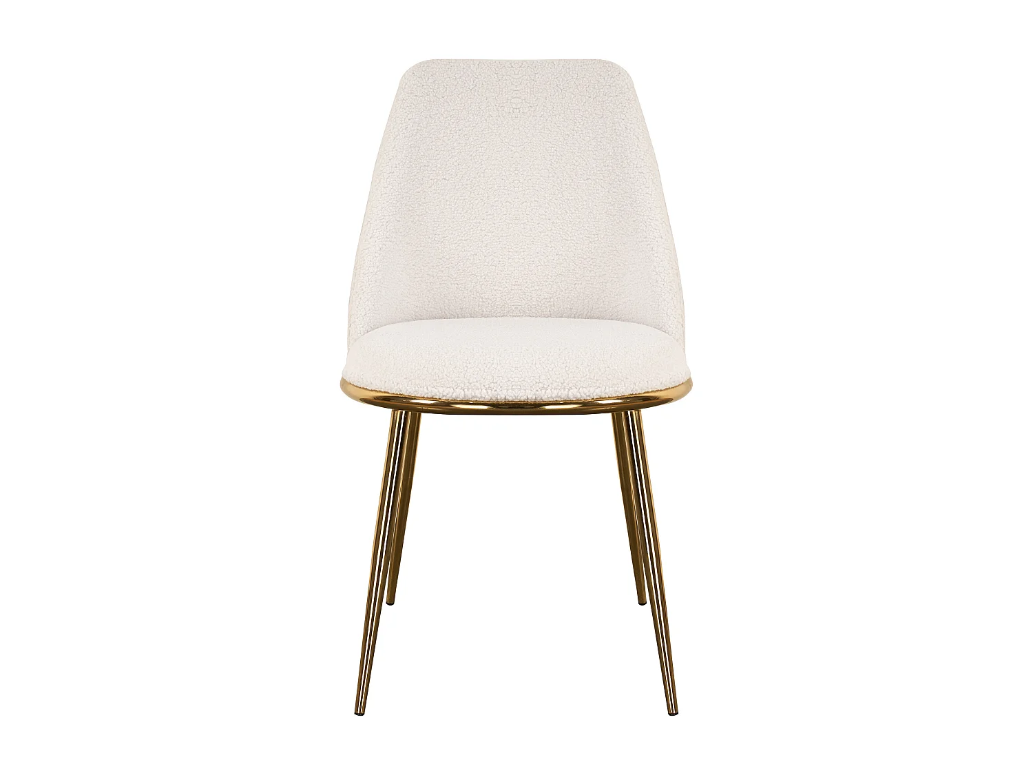 Lot de 2 chaises en tissu bouclette et métal doré - Blanc - NEBINA