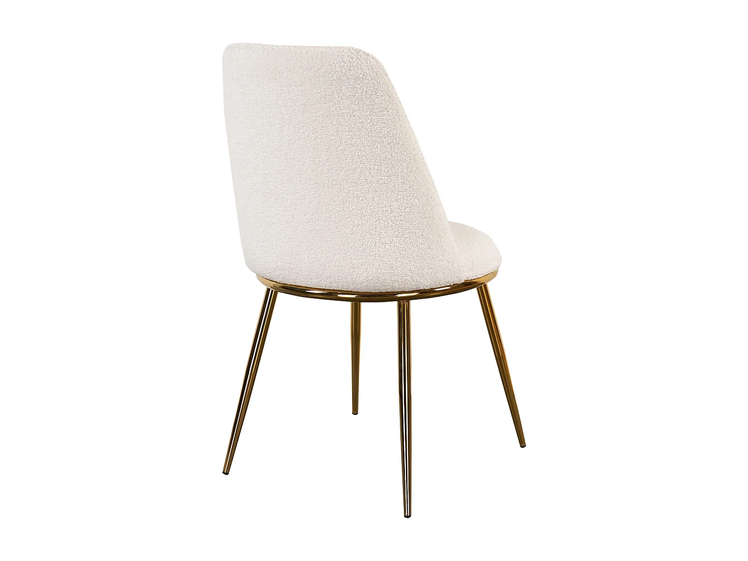 Lot de 2 chaises en tissu bouclette et métal doré - Blanc - NEBINA