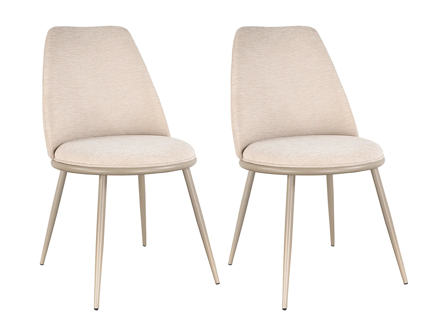 Lot de 2 chaises en tissu texturé et métal - Beige - NEBINA